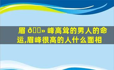 眉 🌻 峰高耸的男人的命运,眉峰很高的人什么面相